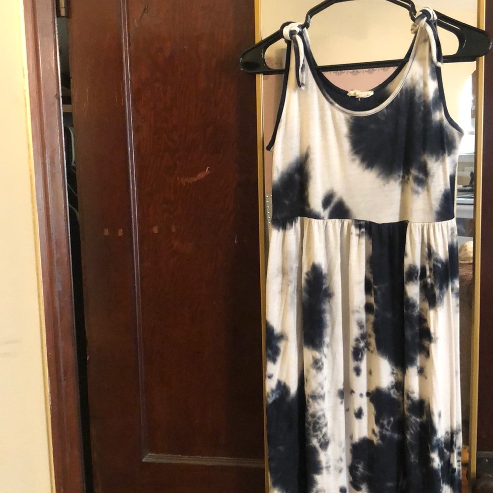 Blue and white tye dye dress.